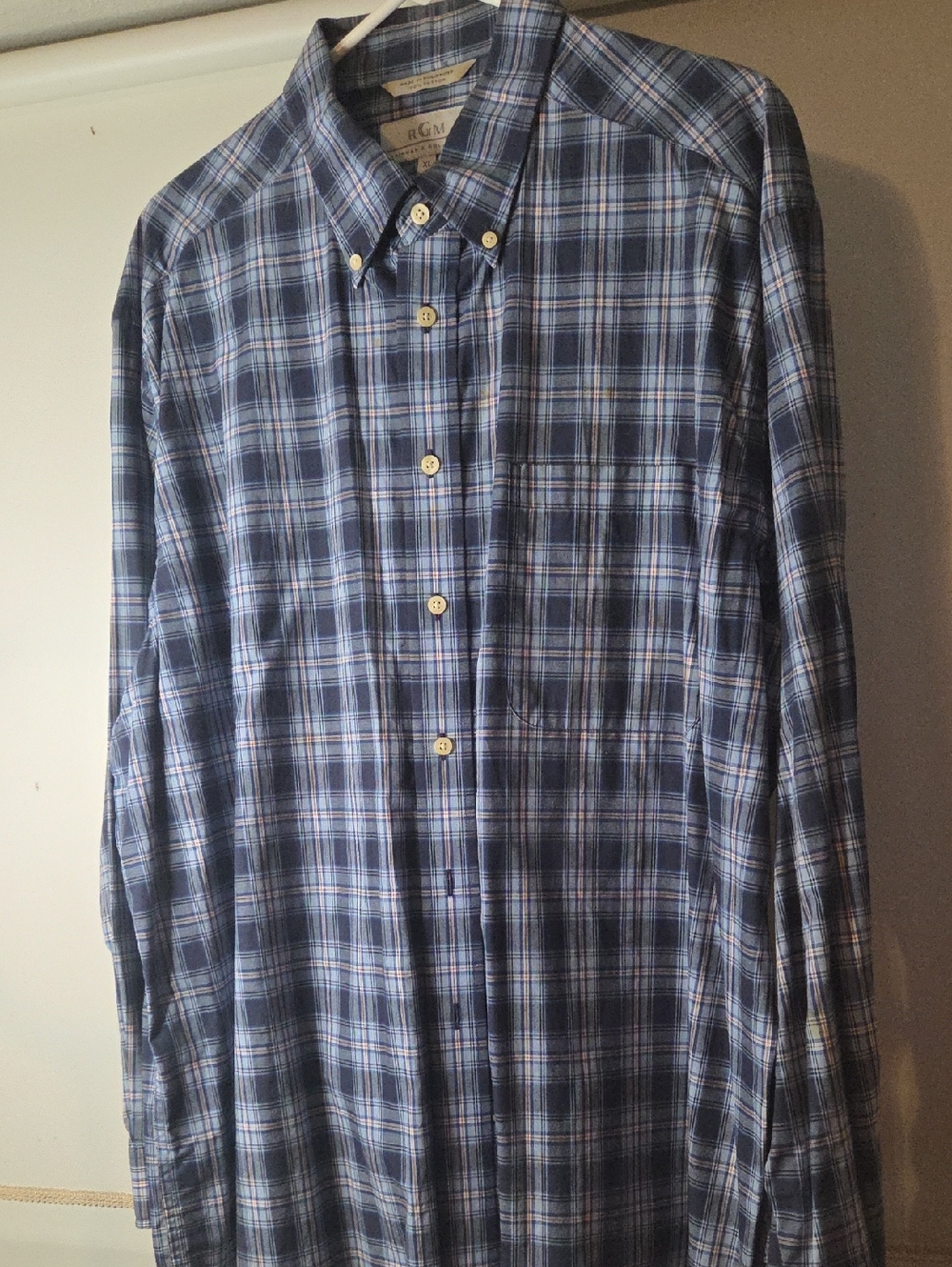 Ralph Lauren Navy and Light Blue Plaid Button-Up Shirt